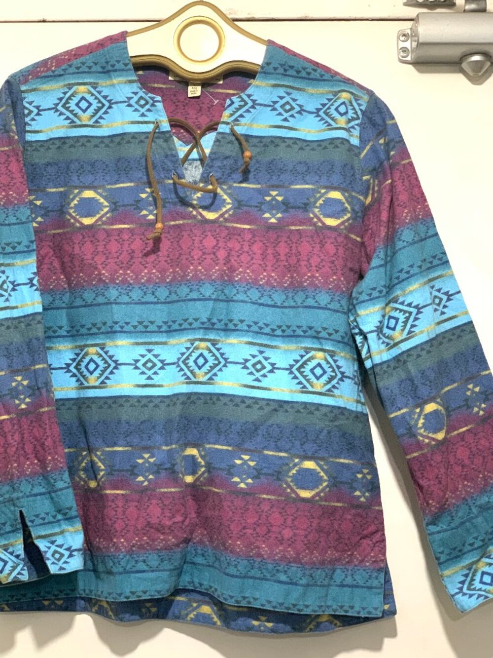 VINTAGE CABELA'S LACE-UP SOFT COTTON STRIPED SHIRTS SIZE XS